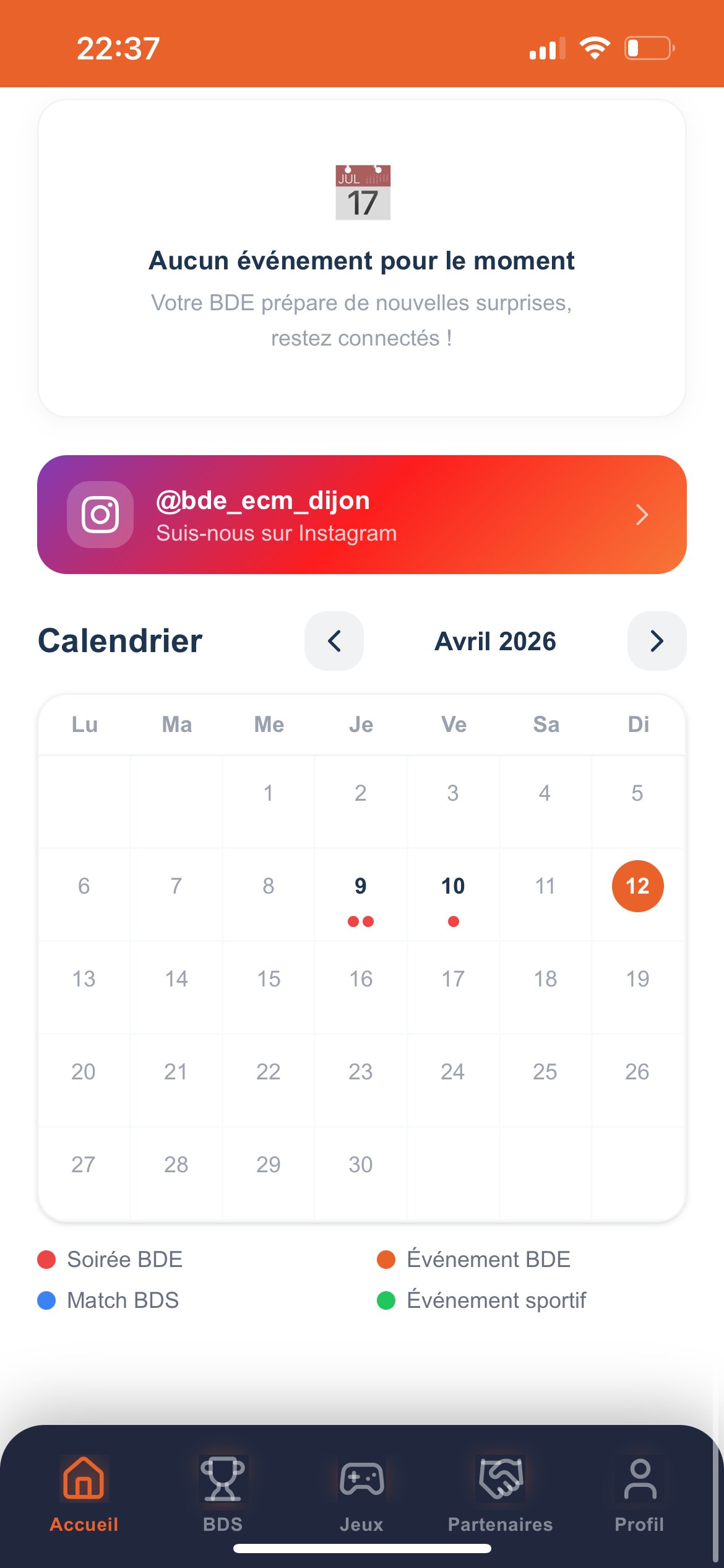 App BDE - Calendrier
